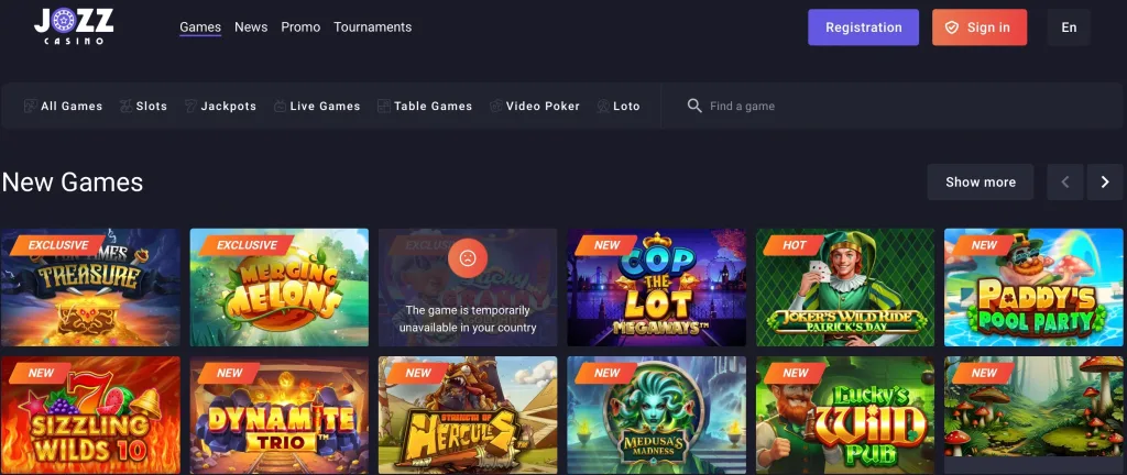 Jozz Casino design