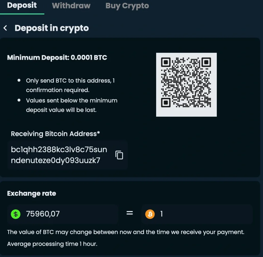 Deposit at casino with bitcoin