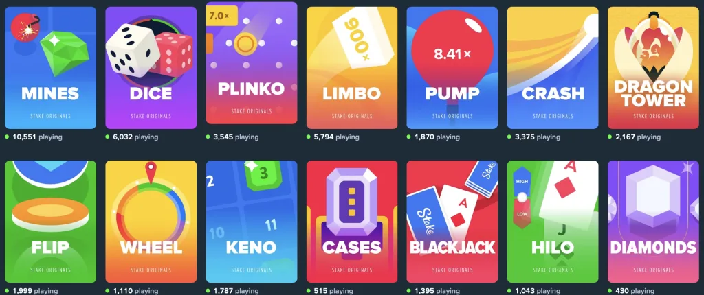 Stake original games