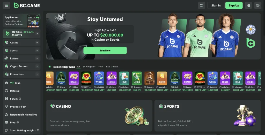 Bc.game Main page